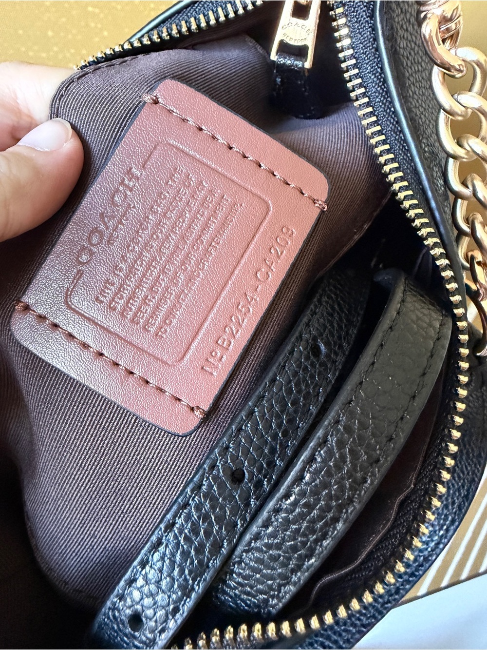 Coach Black Teri Pebbled Leather Shoulder Bag with Gold Hardware - Picture 5 of 5